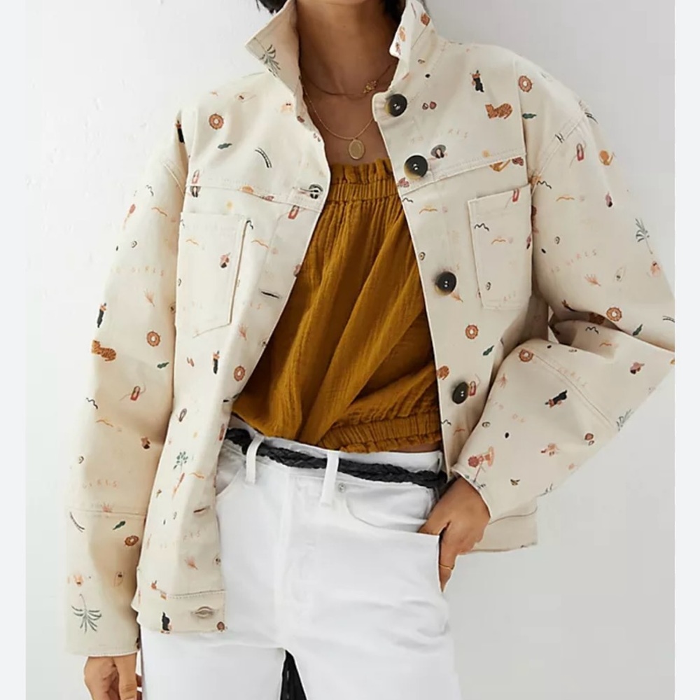 Alexandra Bueno Adventurer whimsical animal Jacket Size Medium Anthropologie